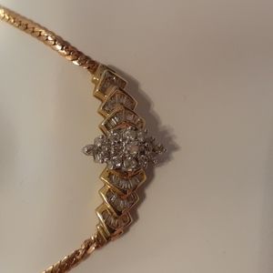 Diamond cluster necklace 14k Italy yellow gold
